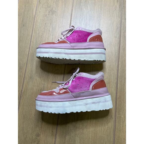 UGG Platform Sneakers Pink Suede Leather Chunky Womens Size 9 - Picture 3 of 16